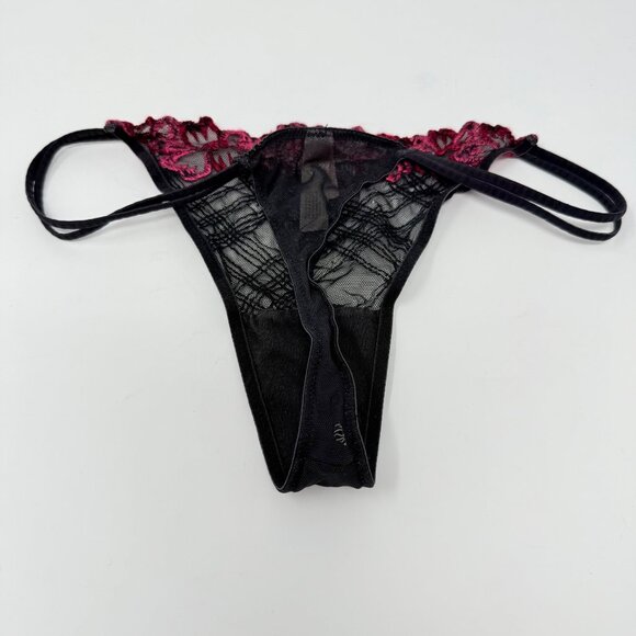 Vintage 2000 Y2K Magenta Noir Sheer Floral Garter Set 34C - Picture 7 of 13